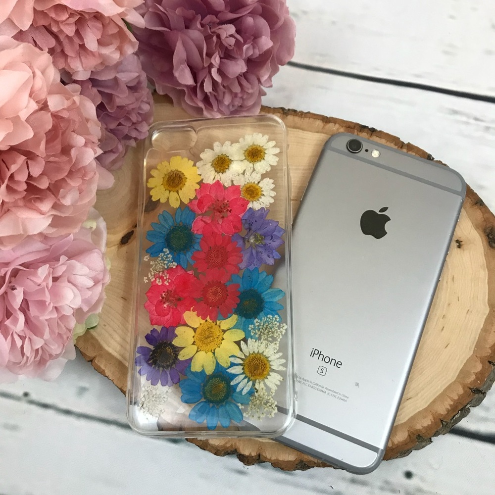 Beautiful Hand Pressed Multi Color Flower iPhone Case - Picture 3 of 7